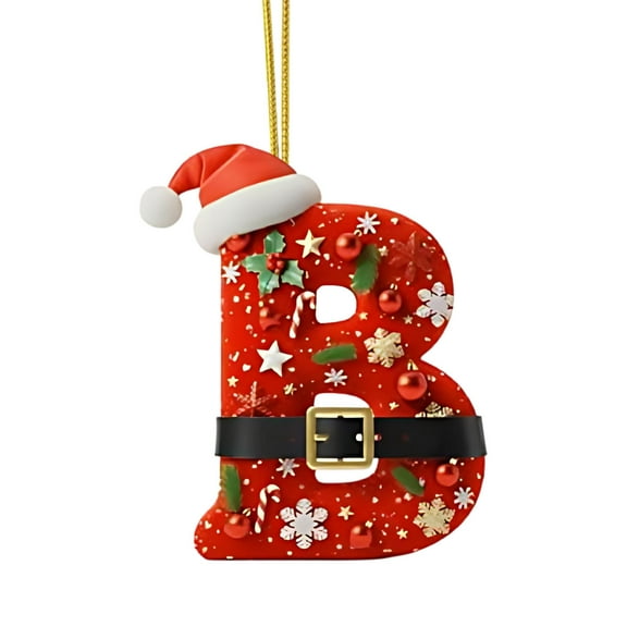 Red Initials Christmas Ornaments for Tree 2D Acrylic Personalized Gnomes Decorative Monogram Pendants with Santa Hat 26 Letters Christmas Hanging Decorations for DIY Crafts Xmas Home Decor