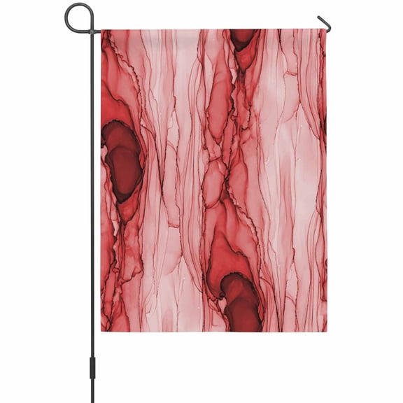 Red Ink Marble House Flags For Outdoor, Coastal Nautical Water Ripples Abstract Small Double Side Yard Flags Weather Proof House Decor for Lawn Outside Holiday 28 x 40 Inches