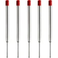 thumbnail image 1 of Red Ink Refill Pack of 5, Replaceable Ballpoint Pen Refills, Medium Point Metal Refill (Red), 1 of 11