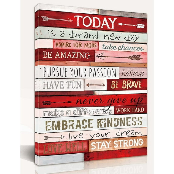 Red Inspirational Quotes Wall-Art - Motivational Posters for Office - Inspirational Gifts for Women Bedroom Canvas Artwork Wall Decor Ready to Hang