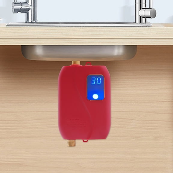 Red Instant 3000W Tankless Water Heater, 110V Under Sink Electric Mini Boiler with LED Display, Point of Use Hot Water for Kitchen Sink, Bathroom Sink, RV [UL Certified/ETL Listed
