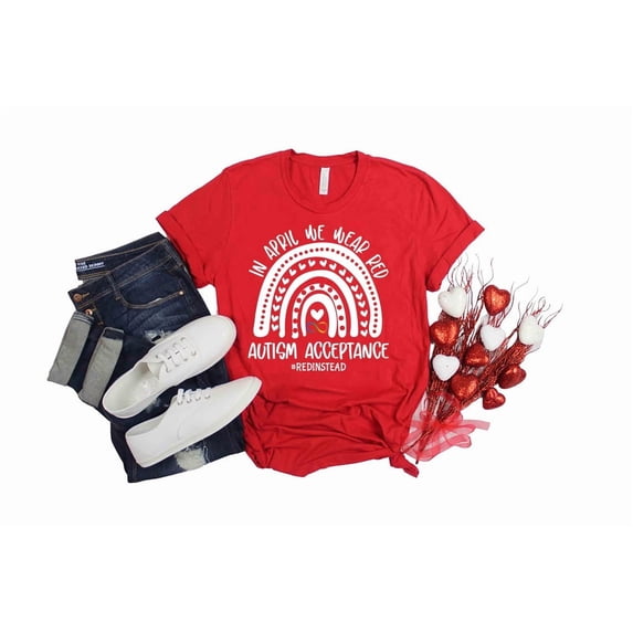 Red Instead Autism Acceptance Awareness T-Shirt - Walmart.com
