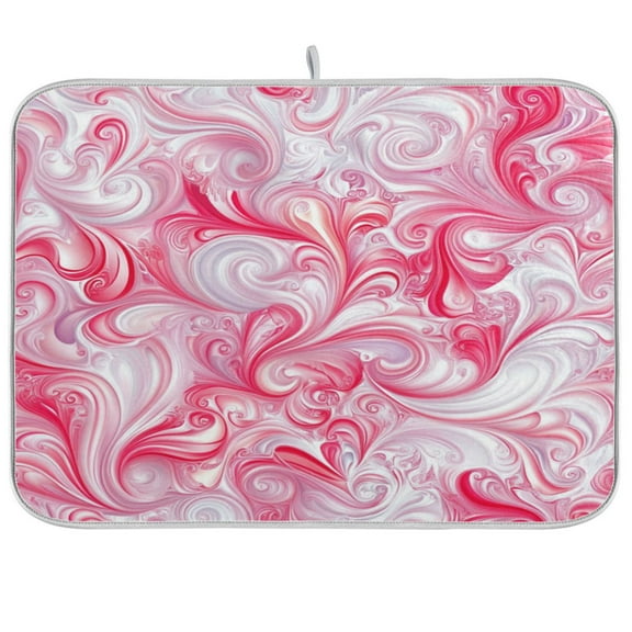 Red Intricate Swirls Dish Drying Mat Kitchen Mats Microfiber Counter Absorbent Dish Pad Drainer Rack
