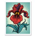 thumbnail image 1 of Red Iris Flower Old School USA Tattoo Ink Body Rockabilly Americana 50s Art Print Framed Poster Wall Decor 12x16 inch, 1 of 5