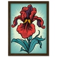 thumbnail image 1 of Red Iris Flower Old School USA Tattoo Ink Body Rockabilly Americana 50s Artwork Framed Wall Art Print A4, 1 of 4