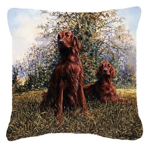Red Irish Setters by Michael Herring Canvas Decorative Pillow