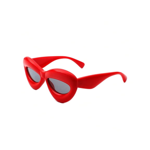 Red Irregular Frame Sunglasses - Red Lens UV Protection Bold Summer Eyewear