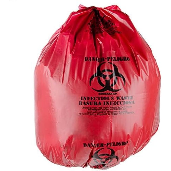Red Isolation Infectious Waste Bag/Biohazard Bag Linear Low Density 3.0 Mil - 25/Case 44 Gallon 37" X 50"$$Safety & Emergency