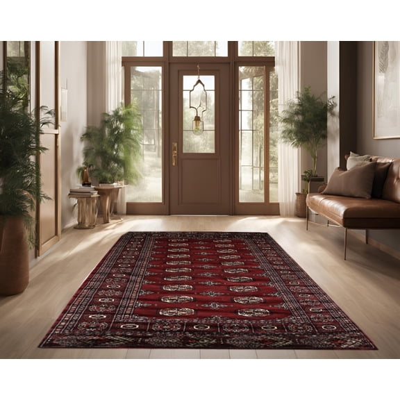 Red Ivory Premium Handwoven Pure Wool Bokhara Rug, 4ft 1in x 6ft 3in