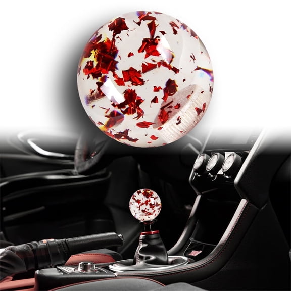 Red JDM 58mm Round Ball Glitter Manual Gear Stick Shift Knob Lever Shifter New