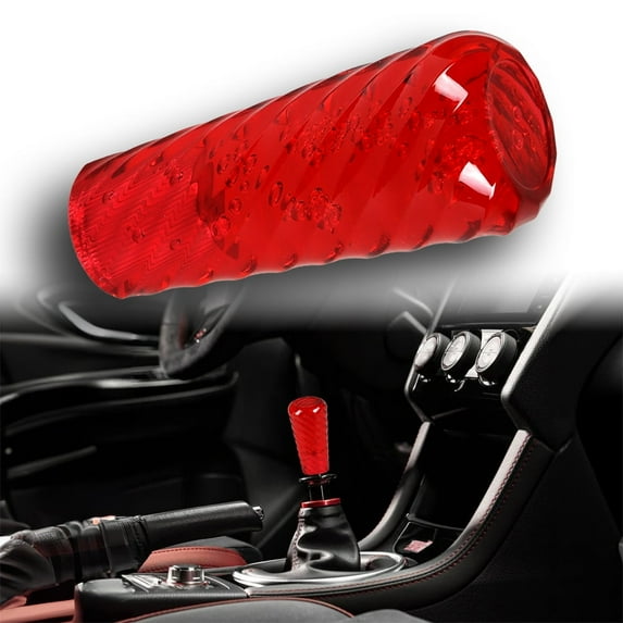 Red JDM Spiral Crystal VIP Style Manual Bubble Shifter Shift Knob Head - 10CM