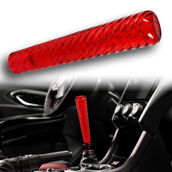 Red JDM Spiral Crystal VIP Style Manual Bubble Shifter Shift Knob Head - 20CM