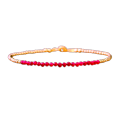 thumbnail image 1 of Red Jade 2-2.5mm Round Shape Faceted Cut Beads 7 inch Gold Plated Clasp Bracelet for men, women, unisex. Link Chain Stacking Bracelet.|LINK_05761, 1 of 4