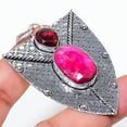 thumbnail image 1 of Red Jade, Garnet Gemstone 925 Sterling Silver Jewelry Pendant 2.68", 1 of 2