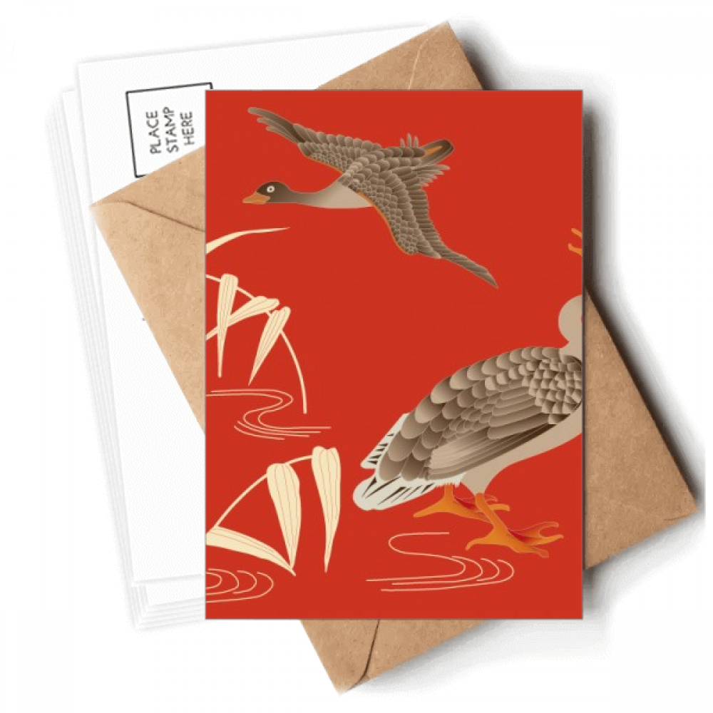 Red Japanese Culture Autumn Postcards Envelopes Blank Note Cards Mailing