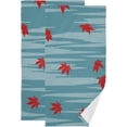 thumbnail image 1 of Red Japanese Maple Leaves Hand Towels, Modern Dotted Waves Kitchen Towel Ultra Soft and Absorbent,Decorative Fingertip Face Towel for Bathroom Hotel, 2 PCS, 28.3"x 14.4", 1 of 6