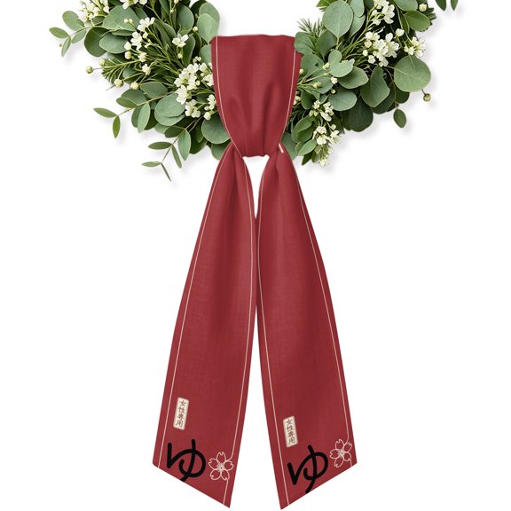 Red Japanese Retro Wreath Sash for Front Door, Harmony Cherry Blossoms Wreath Bow Holiday Garland Ribbon Wreath Accessories for Home Yard Porch Doorway Fall Christmas Decorations Gifts