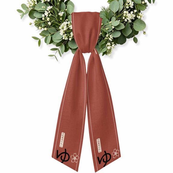 Red Japanese Women Wreath Sash for Front Door, Harmony Cherry Blossoms Wreath Bow Holiday Garland Ribbon Wreath Accessories for Home Yard Porch Doorway Fall Christmas Decorations Gifts