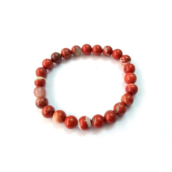 Red Jasper Bracelet - Adjustable Beaded 8mm Red Jasper Beads Natural Stone Jewelry for DIY Crafting & Emotional Balance