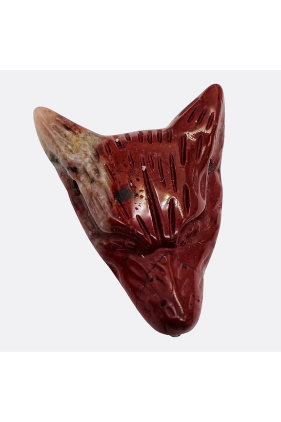 Red Jasper Carving Wolf Head Pendant Bead | 40x30x10mm | Red | 1 Bead |