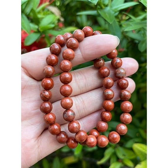 Red Jasper Crystal Bead Bracelet 8mm, Genuine Red Jasper Stretch Gemstone Bracelet, Healing Crystal Bracelet Bead Bracelet, Gift for Men & Women