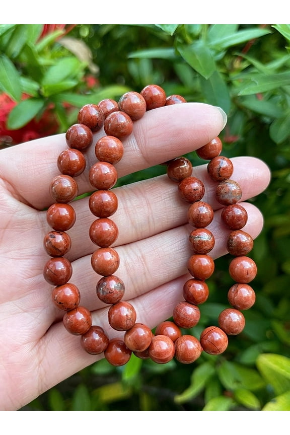 Red Jasper Crystal Bead Bracelet 8mm, Wholesale Genuine Red Jasper Stretch Gemstone Bracelet, Gift for Men & Women (2)
