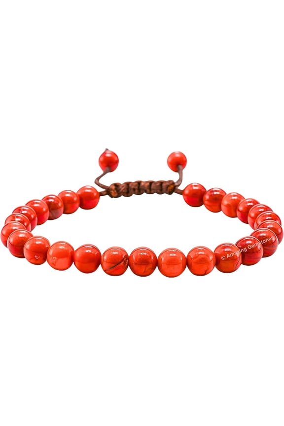 Red Jasper Crystal Bracelet - 6mm Beaded Bracelet and Healing Stones