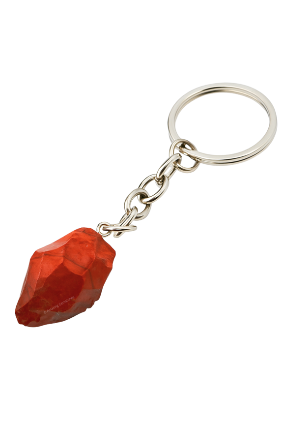 Red Jasper Crystal Car Key Holder, Raw Crystal Keychain