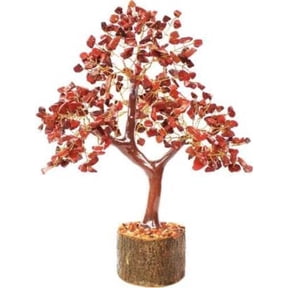 Red Jasper Crystal Tree Healing Gemstone Crystal Bonsai Fortune Money Tree for Good Luck,Home Office Kitchen Dcor Spiritual Gift (Golden Wire and 300 Beads) Size 10-12 Inches (Red Jasper)