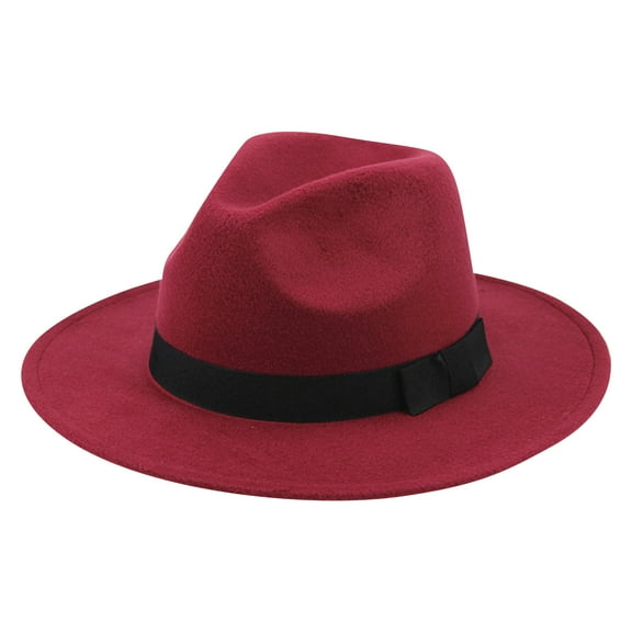 Red Jazz Top Hat,Solid Color Wide Brim Wool Felt Fedora Hat Panama Hat Hat for Men Women, Retro Large Brim Design for Parties, Events and Vintage Fashion