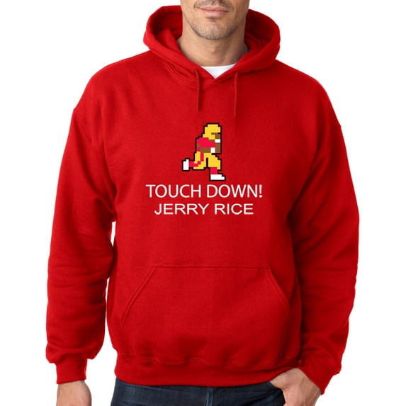 Red Jerry Rice San Francisco Tecmo Touchdown Adult 4XL Hooded Sweatshirt