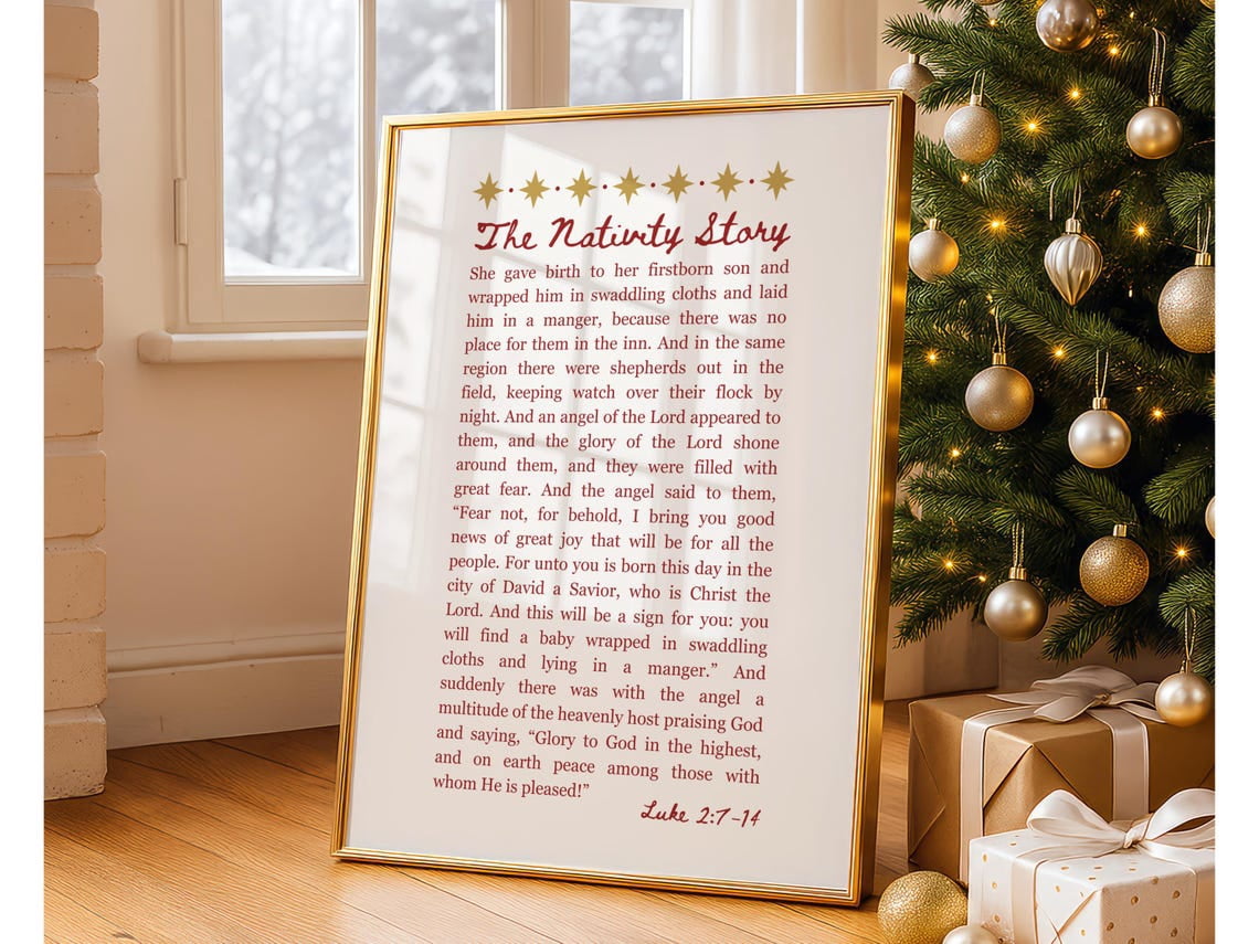 Red Jesus Nativity True Story Print The Christmas Story Printable Luke ...