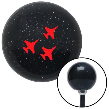Red Jet Formation Black Metal Flake Shift Knob with M16 x 1.5 Insert Shifter Auto