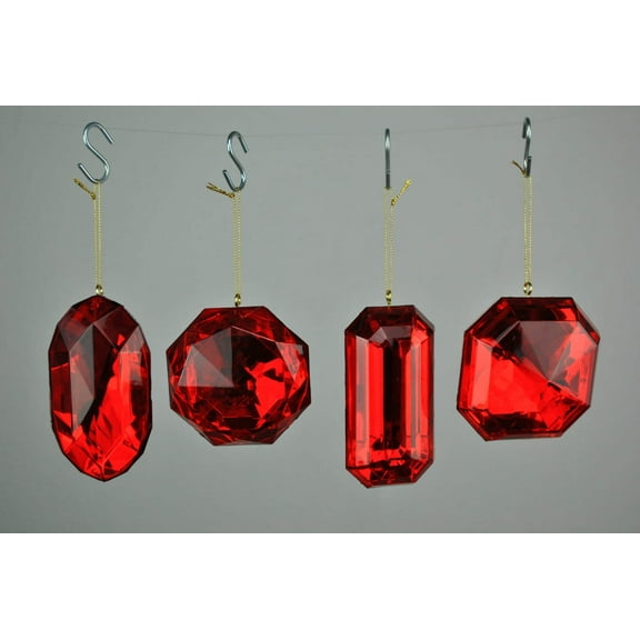 Red Jewel Ornaments 4 Pack