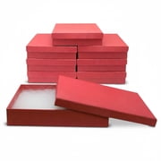 Novel Box 8 Pack Red Cardboard Cotton Filled Jewelry Gift Boxes 7x5x1.25 Inches with Lids
