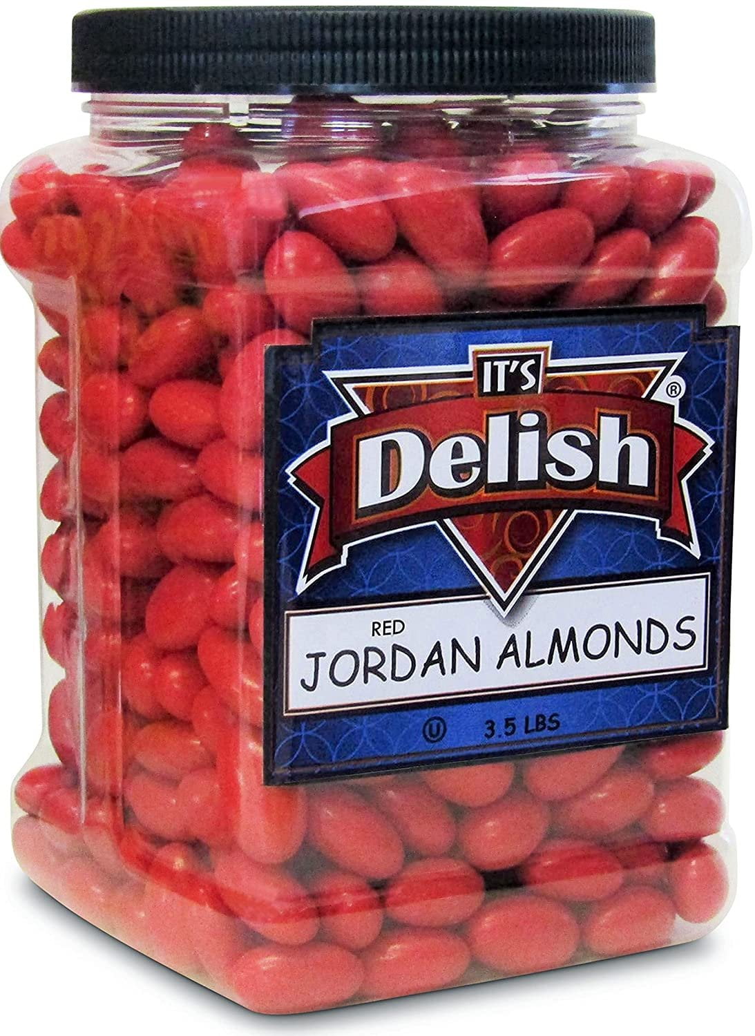 Red Jordan Almonds by Its Delish, 3.5 lbs Jumbo Container Sugared