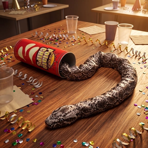 Red Jump Snake Prank Potato Chips Can Surprise Candy Box, Funny Pop Up Scare Gift