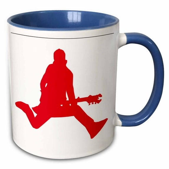 3drose, Red Jumping Guitar Player, 15oz Two-tone Blue Mug