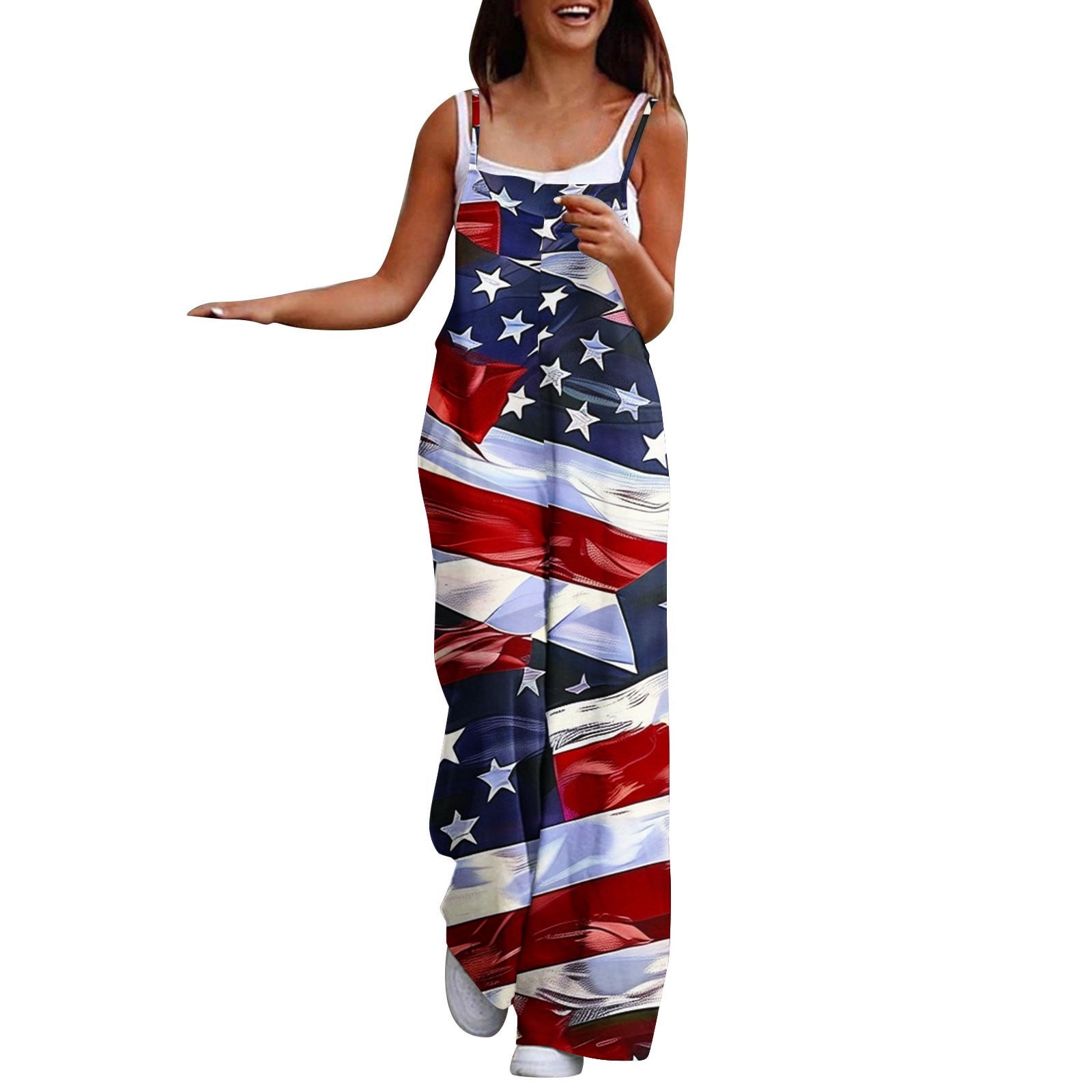 Red Juniors Lounge Bib Pants Pants One Piece for Women Spandex USA Flag ...