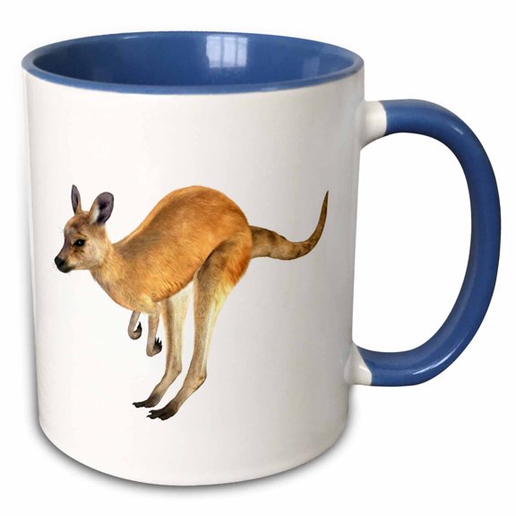3drose, Red Kangaroo Hopping, 11oz Two-tone Blue Mug