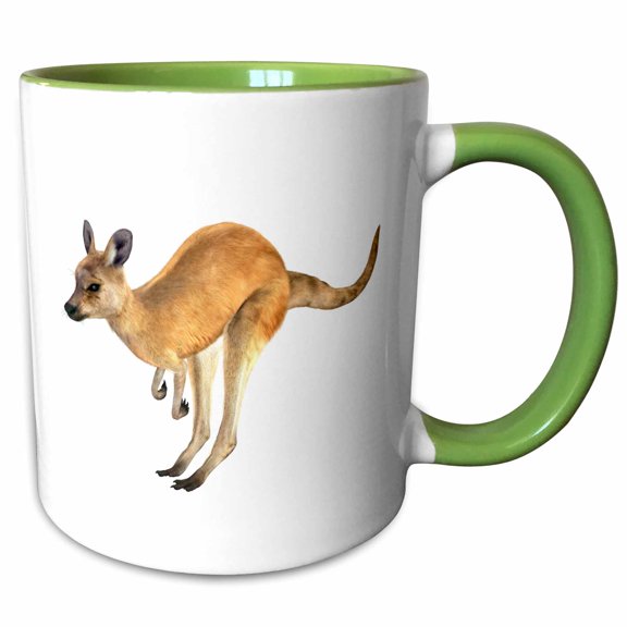 3drose, Red Kangaroo Hopping, 11oz Two-tone Green Mug
