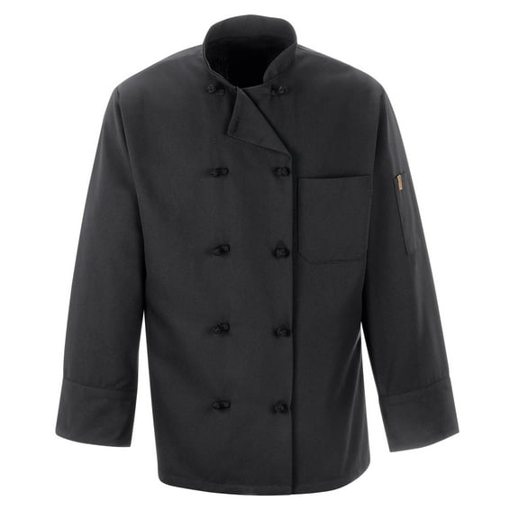 Red Kap Black Chef Coat with Knot Buttons