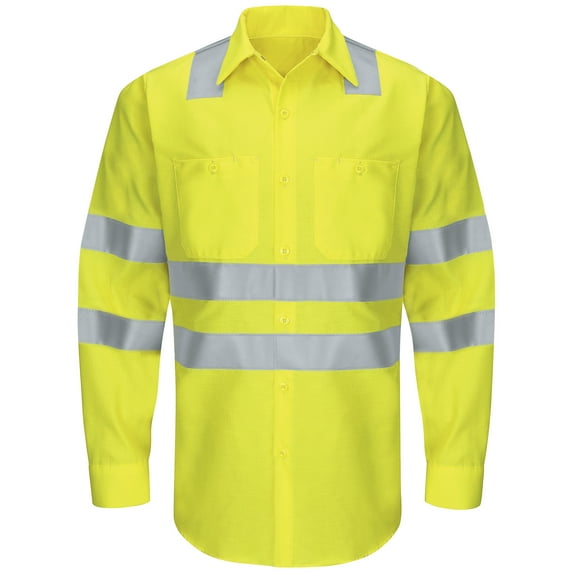 Red Kap Men's Hi-Visibility Long Sleeve Ripstop Work Shirt - Type R, Class 3