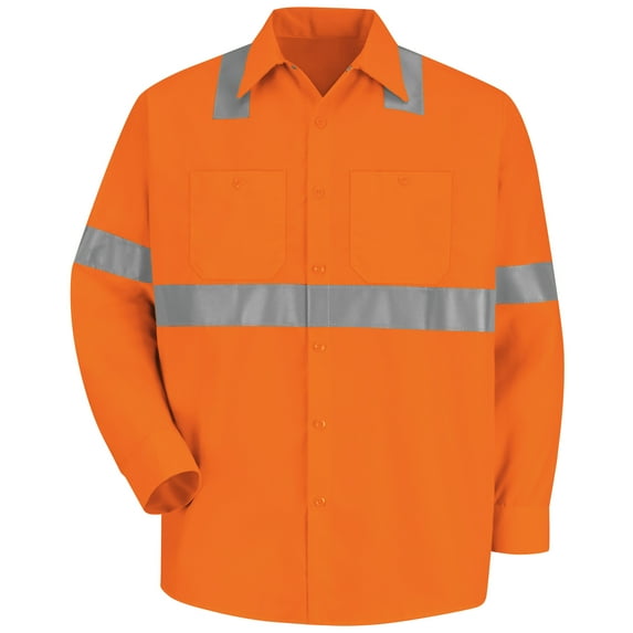 Red Kap Men's Hi-Visibility Long Sleeve Work Shirt - Type R, Class 2