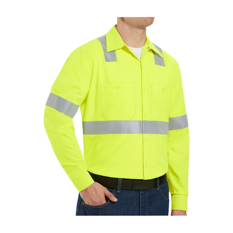 Red kap hi vis best sale work shirts