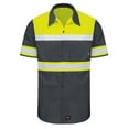 thumbnail image 1 of Red Kap Men's Hi-Visibility Short Sleeve Color Block Ripstop Work Shirt - Type O, Class 1, 1 of 6