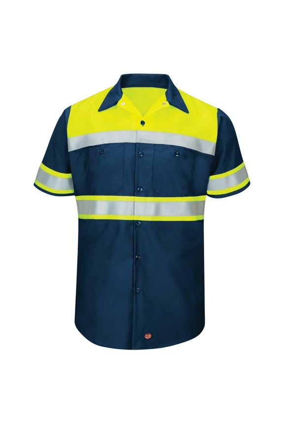 Men's Hi-Visibility Short Sleeve Color Block Ripstop Work Shirt - Type O, Class 1