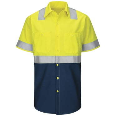 Red Kap® Men's Hi-Visibility Short Sleeve Color Block Ripstop Work Shirt - Type R, Class 2