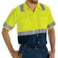thumbnail image 1 of Red Kap Men's Hi-Visibility Short Sleeve Color Block Ripstop Work Shirt - Type R, Class 2, 1 of 4