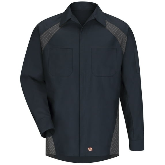 Workwear Outfitters Men's Long Sleeve Diamond Plate Shirt Navy